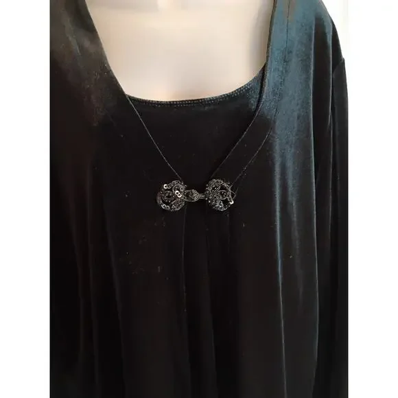 White Stag 1 Pc. Cardigan Looks Like 2pc Black Velvet Sz XL Holiday Festive... - Picture 2 of 9